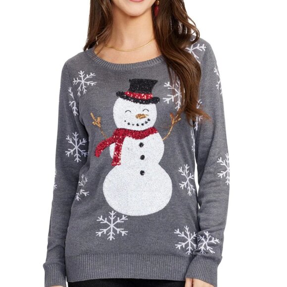 Tipsy Elves | Women's Sequined Snow Day Ugly Christmas Sweater | Size Medium - Picture 1 of 14